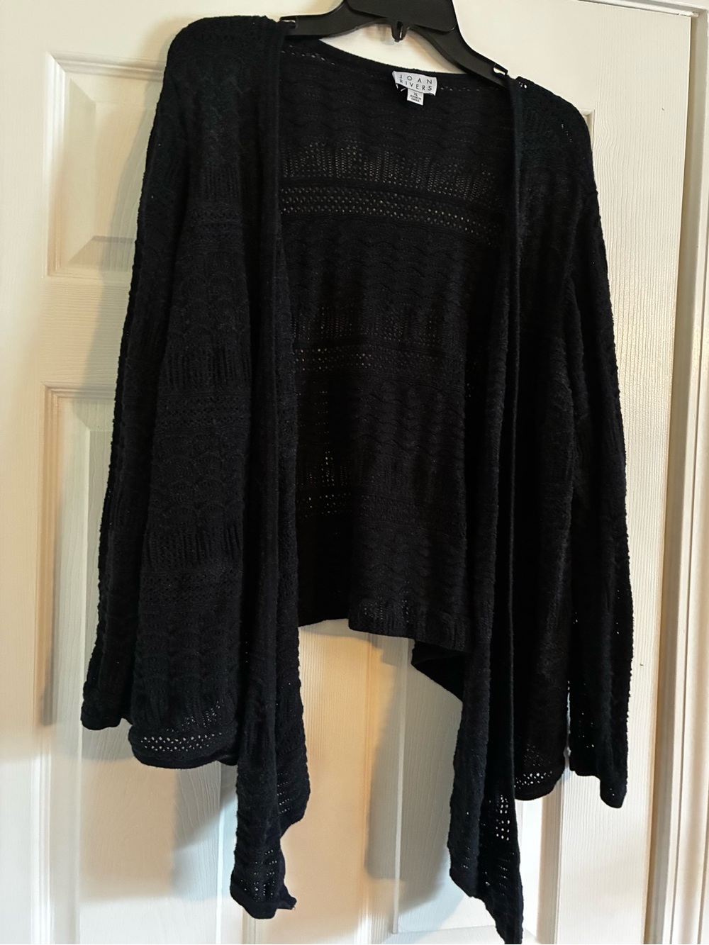 Joan Rivers Open-Front Black Crochet Sweater